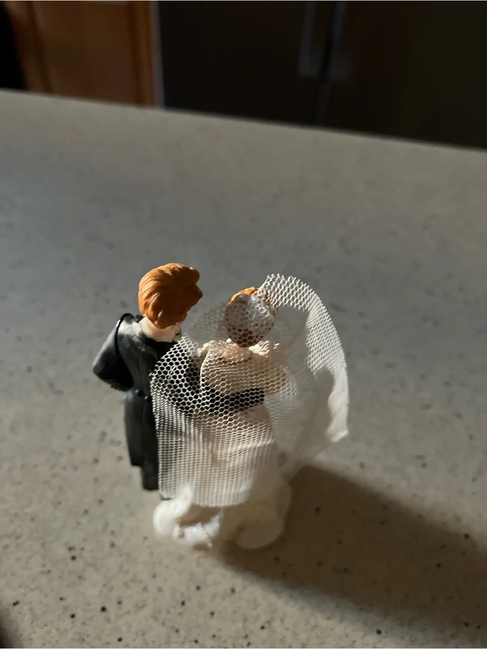 Classic Bride and Groom Wedding Cake Topper - White & Black